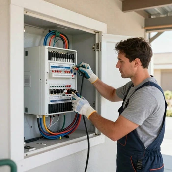 Installation of a 240v dedicated circuit for home workshop equipment in a North Las Vegas residential garage.