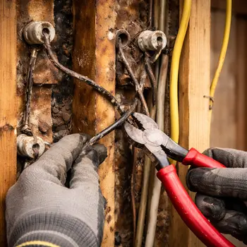 Obsolete knob and tube wiring removal during Las Vegas home rewiring