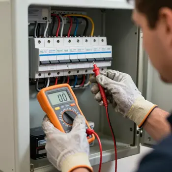 Electrician using multimeter for electrical troubleshooting Las Vegas