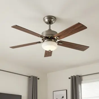 Standard ceiling fan with downrod installed in Las Vegas bedroom